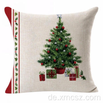Weihnachts-Weihnachtsmann-Baumwoll-Leinen-Geschenkkissenbezug